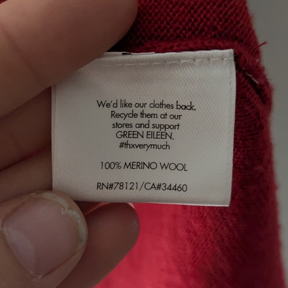 Eileen Fisher Red 100% Merino Wool Box Top Long Sleeve Shirt sweater - Picture 7 of 8